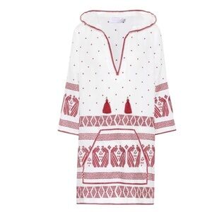 Zimmermann linen embroidered hooded mini dress in white excellent condition